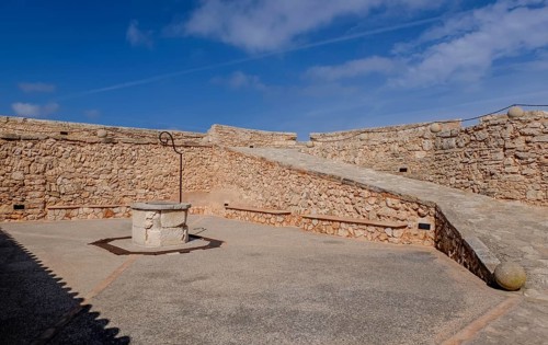 Entrance to Es Forti Fortress, Cala d'or, Santanyi, Majorca, Balearic Islands, Spain, Europe