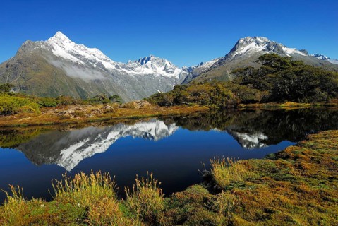 Key Summit with reflection of Mt Christina, Fiordland National Park, World Heritage Site South West