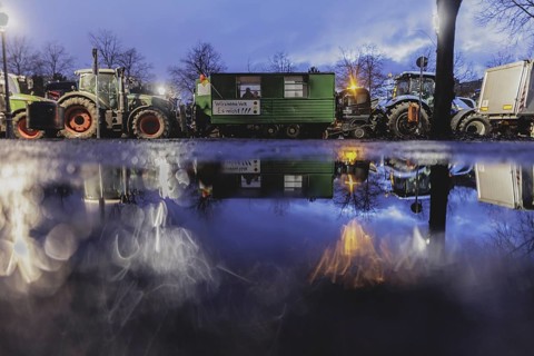 Road blockades in the centre of Berlin, taken as part of the farmers' protests in Berlin, 15.01