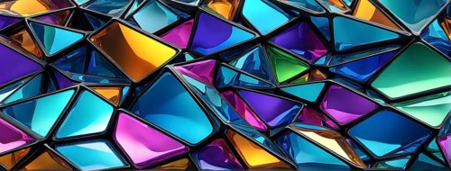 3d rendering of vibrant colored abstract changing glass design in an ornament structure, AI