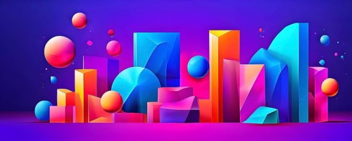 Modern abstract cover template with vibrant perspective 3d geometric prism shapes, AI generated