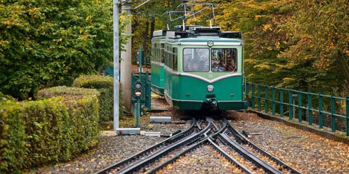 Drachenfelsbahn, the oldest operating cog railway in Germany, Königswinter, Siebengebirge, North