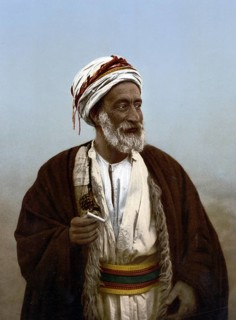 Bedouin, Sheikh from a town in Palestine, Historical, digitally restored reproduction from a 19th
