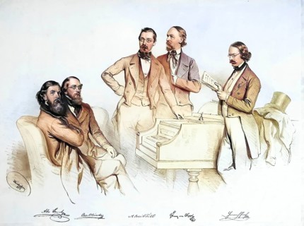 Viennese musicians 1852, Karl Binder, Heinrich Proch, deAnton, Maria Storch, Franz von Suppé and