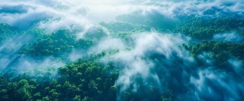 Concept of clean air and amazon forest being the important ecological resource. Climate change, AI