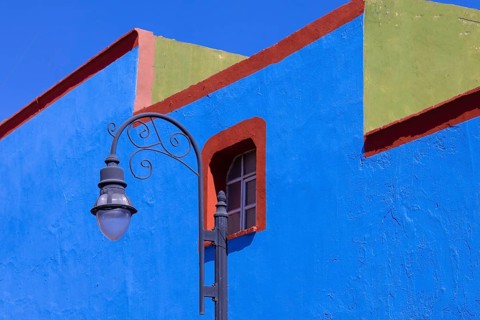 Scenic colorful colonial architecture of Cholula streets in historic center in Mexico Puebla
