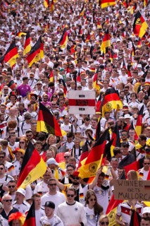 Fan march, German football fans march to the quarter-final Spain versus Germany, UEFA EURO 2024,