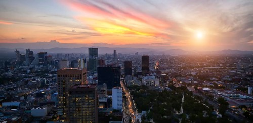 Panoramic view of Mexico City from the observation deck at the top of Latin American Tower (Torre