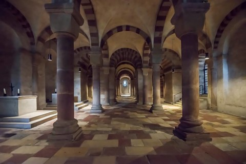 Interior view, Crypt, Imperial Cathedral, Cathedral of St Mary and St Stephen, UNESCO World