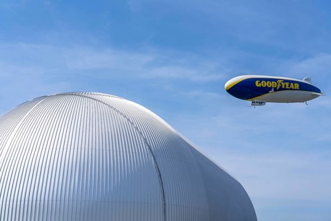 The Zeppelin NT, newly stationed at Essen/Mülheim Airport, undertakes sightseeing flights over the