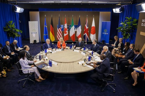 Annalena Bärbock (Alliance 90/The Greens), Federal Foreign Minister, takes part in a meeting of the