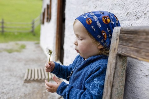 Two year old child with dandelions, Murnau, 19.05.2023