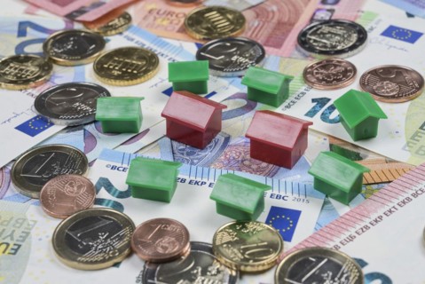 Symbol photo property financing, house, property, money, euro