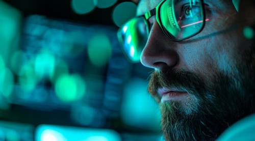 Stock broker following trends about investments, mortgages, financial markets and market data, AI