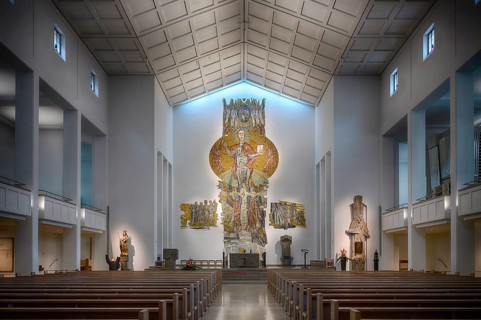 Interior view of choir, altar, Cathedral Church of St Eberhard, Eberhardskirche, Stuttgart,