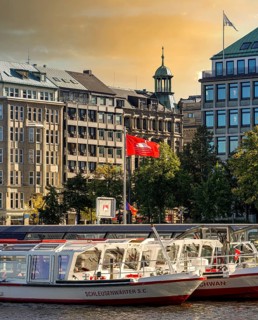 The Alster on Jungfernstieg, Hamburg, Germany, Europe
