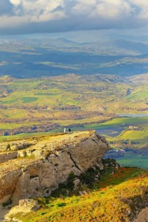 Rocca di Cerere and surrounding valley, elevated view, Enna, Siclly, Italy, Europe