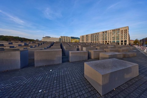Memorial to the Murdered Jews of Europe, Holocaust Memorial at night in Berlin, capital,