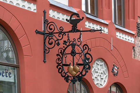Nasensschild Rathsapotheke, Wismar, Mecklenburg-Vorpommern, Germany, Europe