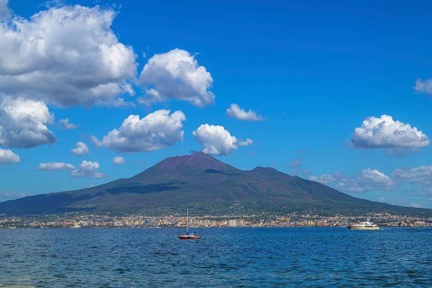 Mount Vesuvius from Castellammare di Stabia, Naples, Italy, Europe