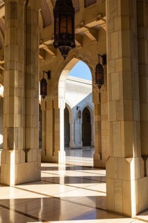 Arcades in the Sultan Qaboos Mosque, Muscat, Arabian Peninsula, Sultanate of Oman