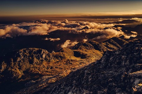 Sunrise hike on the Hochplatte in the Ammergau Alps, Ammergebirge in the Allgäu, Bavaria, Germany,
