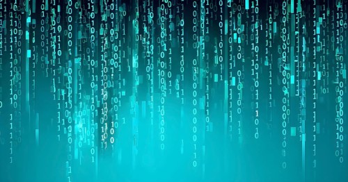 Abstract animation of binary code cascading down like digital rain, representing data insights in