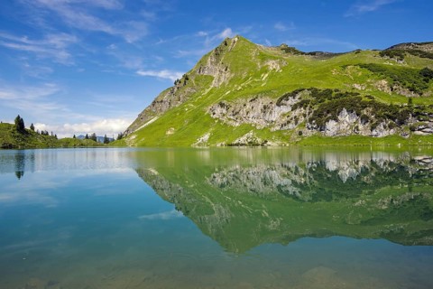 Seealpsee and Seeköpfel, 1919m, Allgäu Alps, Allgäu, Bavaria, Germany, Europe
