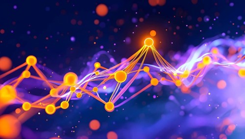 Flowing neural network, with glowing nodes connecting and disconnecting in a smooth and rhythmic