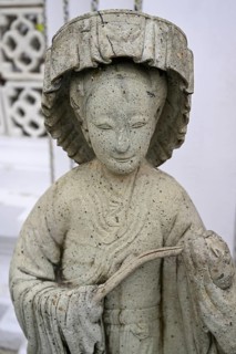 Stone statue of a guardian, Wat Phra Kaew, Temple of the Emerald Buddha, Bangkok, Thailand, Asia