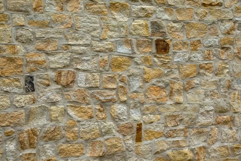 Yellow sandstone wall, sandstone wall, Münsterland, North Rhine-Westphalia, Germany, Europe