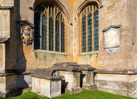 Historic chest tombs in churchyard of church of Saint Mary, Fairford, Cotswolds Gloucestershire,