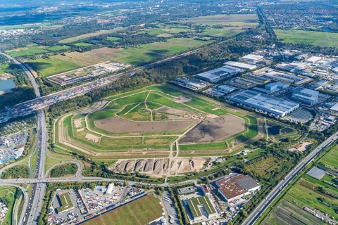 Aerial photo, Feldhofe, harbour silt, dredged material, environmental impact, silt, environment,