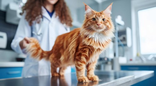 Veterinarian examine cat in vet clinic, AI generated