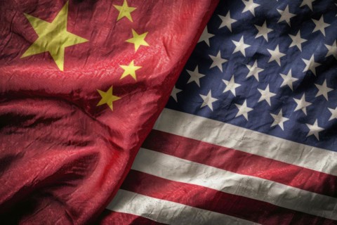 Concept of USA and China competition and economic trade war. Travel and partnership concept, AI
