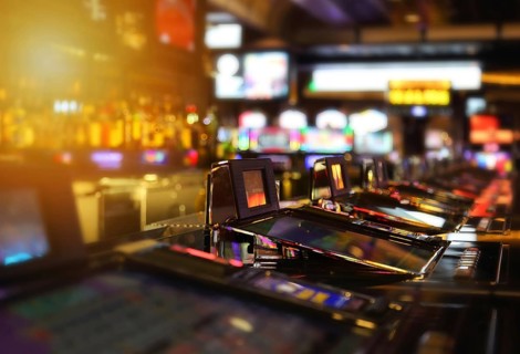 Casino machines in the entertainment area at night