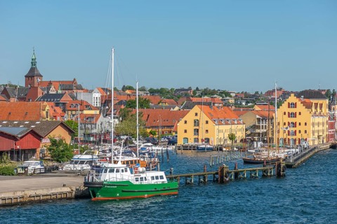 Maritime Svendborg, cityscape, museum harbour, historic sailing ships, wooden boats, old granary,