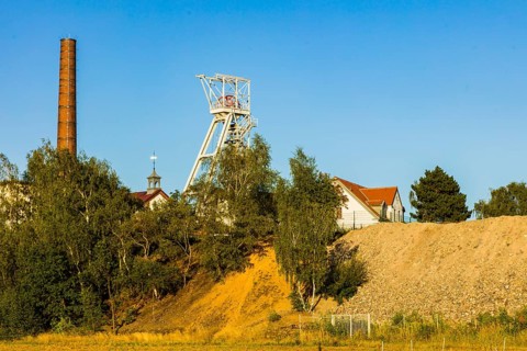 Rich colliery with spoil tip, Freiberg, Freiberg, Saxony, Germany, Europe