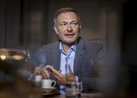 Christian Lindner (FDP), Federal Minister of Finance, recorded during an interview in his office at
