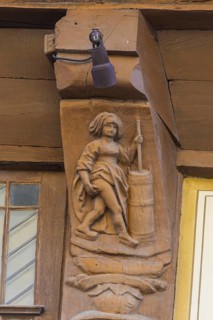 Breastcloth of a former patrician house from 1521, carvings, Goslar, Lower Saxony, Germany, Europe