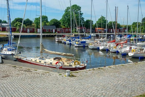 Leisure boats at Smygehuk, Sweden's southernmost port, Smygehamn, Trelleborg Municipality, Skåne