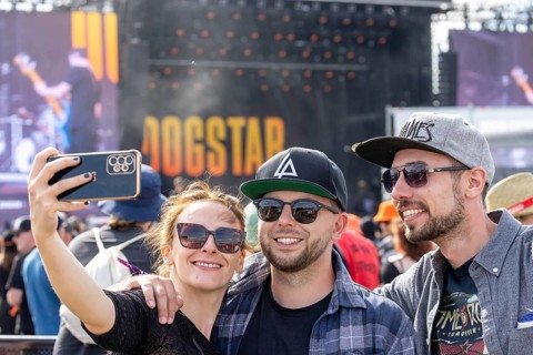 Adenau, Germany, 8 June 2024: Fans enjoy Dogstar (bass, Keanu Reeves) at Rock am Ring. The festival