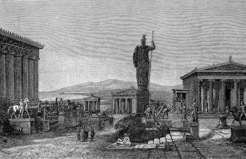 The Acropolis of Athens, Greece, after a mural painting in the Neues Museum Berlin, in 1885,
