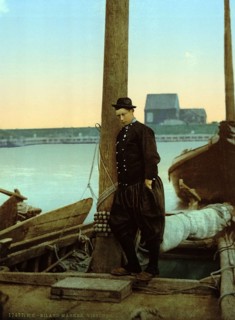 A Dutch fisherman, Marken Island, Holland, ca 1895, Historical, digitally restored reproduction