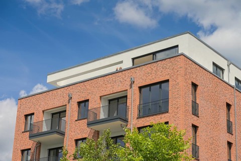 Modern residential development, southern part of Eiswerder Island, Hakenfelde, Spandau, Berlin,