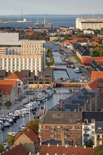 View from the Vor Frelsers Kirke to the Christianshavn Canal and Christianshavn neighbourhood,