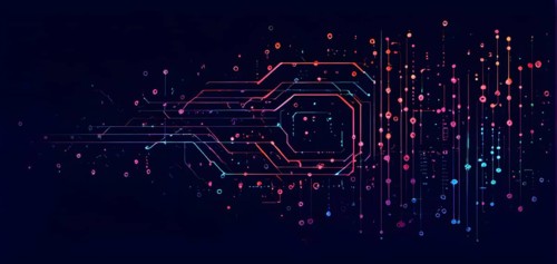 Illustration of abstract stream Artificial intelligence, Big data, AI generated