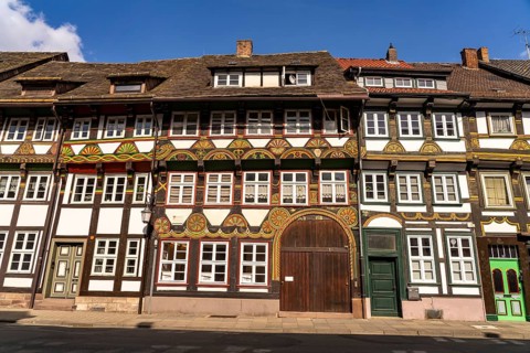 Row of half-timbered houses in Tiedexer Straße, Einbeck, district of Northeim, Lower Saxony,