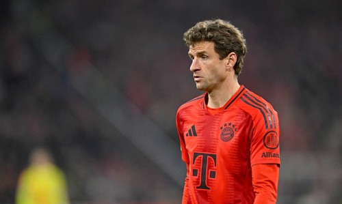 Thomas Müller FC Bayern München FCB (25) pensive Portrait Allianz Arena, Munich, Bavaria, Germany,