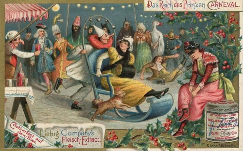 Picture series Im Reich des Prinzen Carneval, costume party on the ice, Liebig picture, digitally